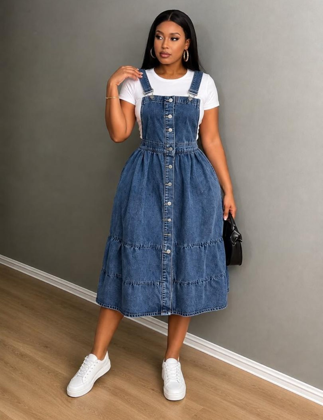Denim pinafore dress
