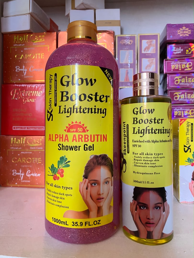 Skin lightening shower gel and oil